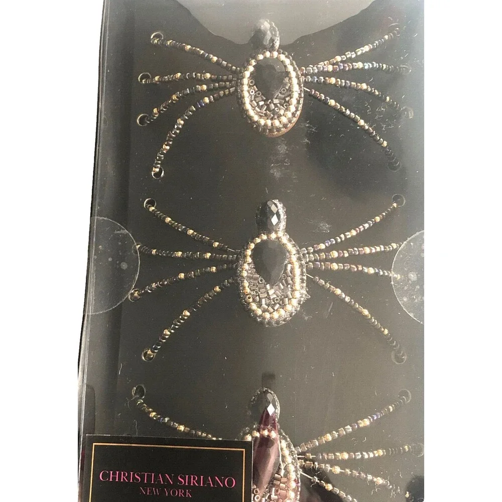 Christian Siriano Halloween Big Spiders Faux Rhinestone Spooky Scary Set Of 3